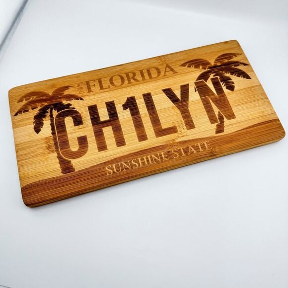 Florida CH1LYN Personalized Bamboo Cutting Board Kitchen Decor Sunshine State - Picture 1 of 8